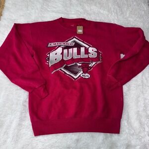 Chicago Bulls Kids Crewneck Sweatshirt Red Graphic Print Windy City vintage